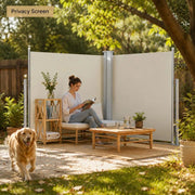 Extendable Side Awning, Cream White, 120 X 600 Cm