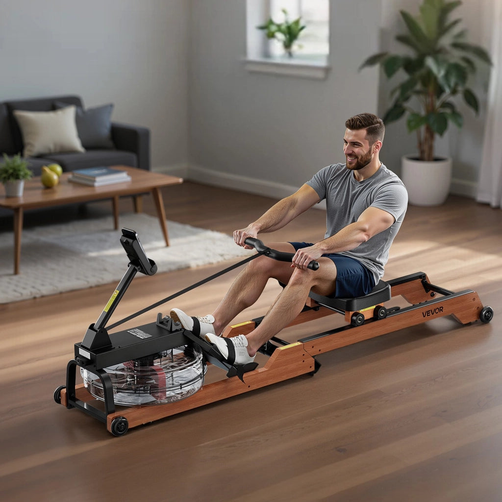 Vogatore ad Acqua per Casa RW630 in Legno, Resistenza Regolabile a 6 Livelli, Connessione Bluetooth, Display LCD, Carico Max 158 kg