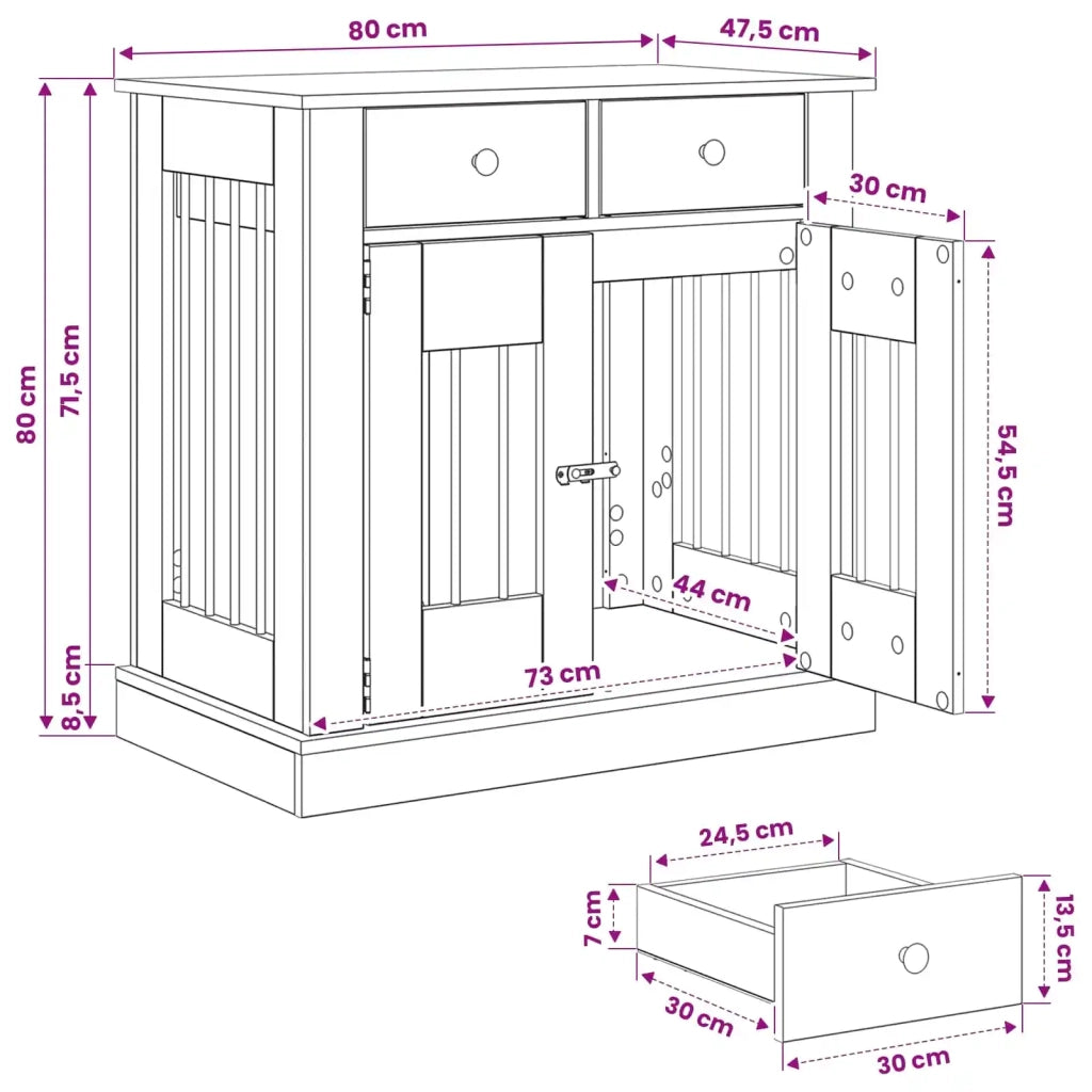 Mobile da cassa per cani Rovere Artigianale 80 x 47,5 x 80 cm 8014772