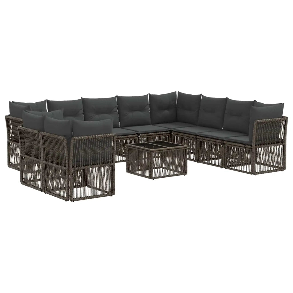 Set Divano da Giardino 11 pz Grigio polyrattan 3434273