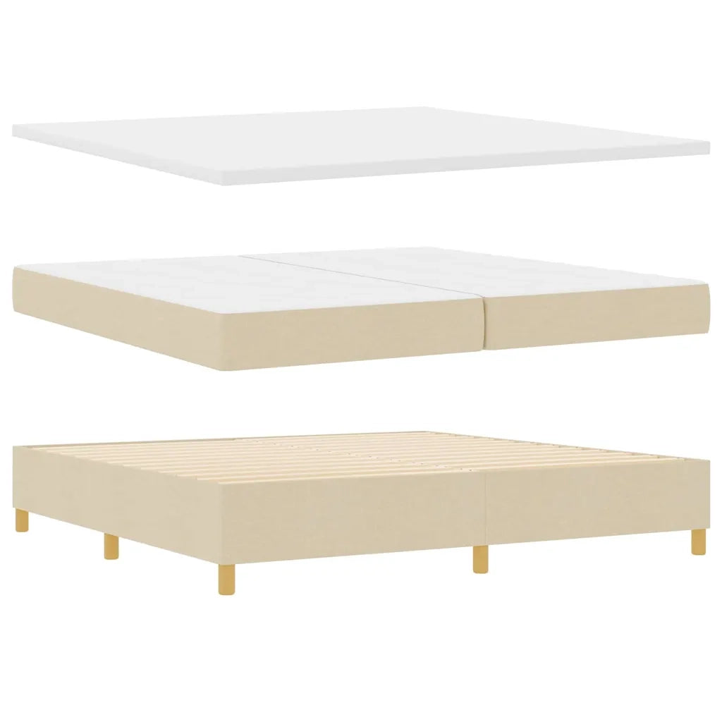 Letto a molle con materasso Crema 200 x 200 cm Tessuto