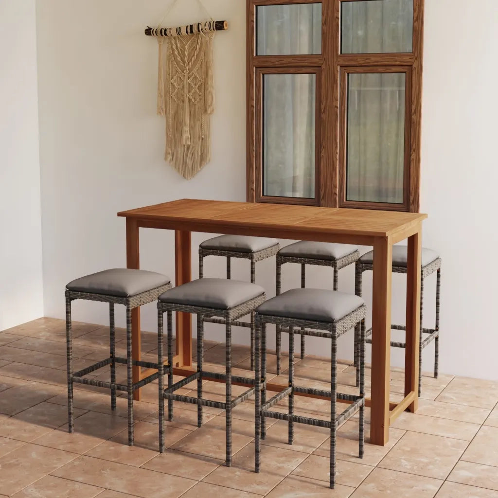 Set da Bar da Giardino 7 pz con Cuscini Grigio 3068012