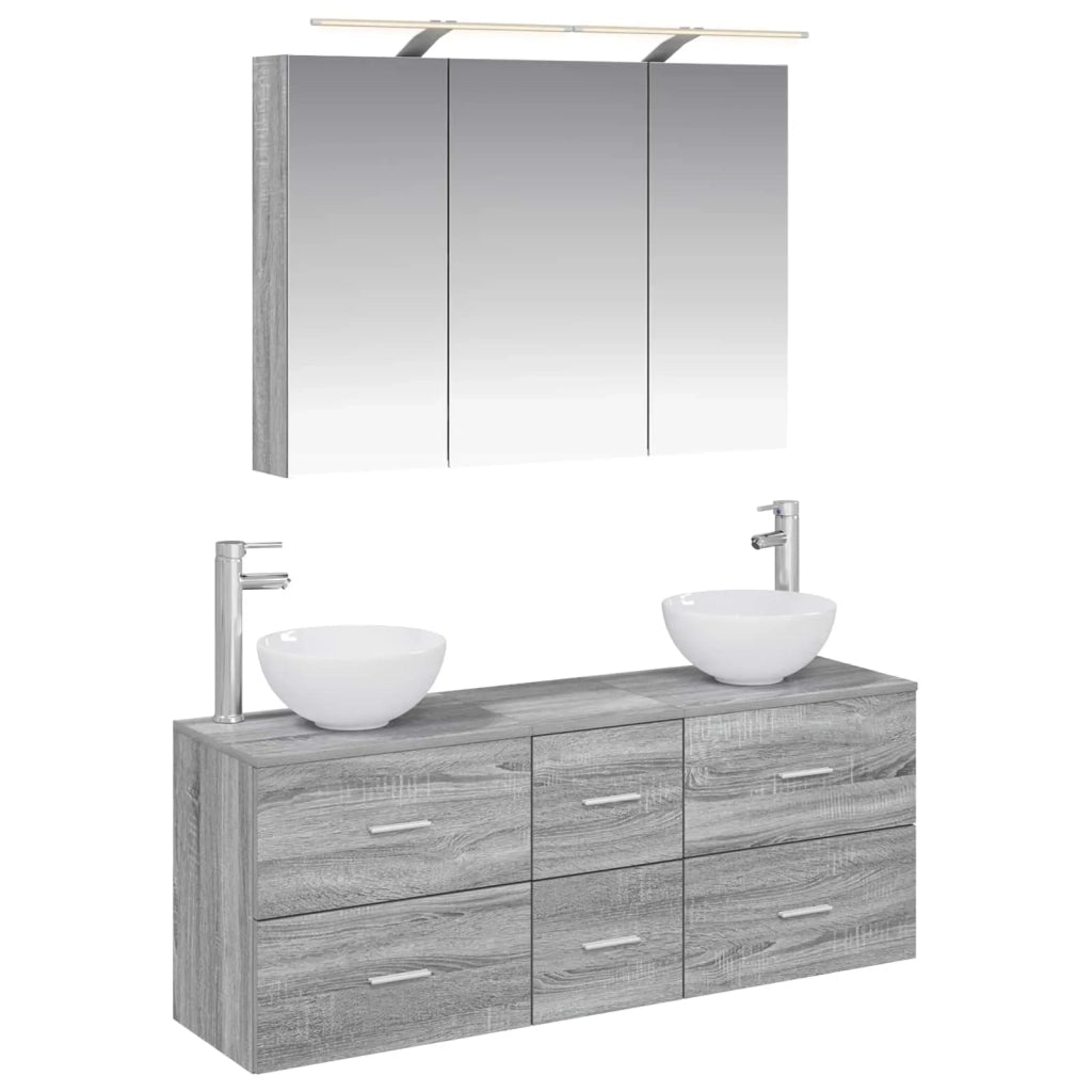 Set di mobili per il bagno 4 pz Sonoma grigio 3406700