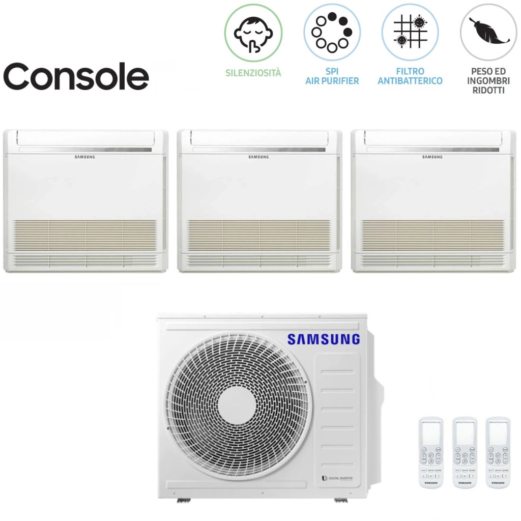 Climatizzatore Condizionatore Samsung Trial Split Inverter Console 9+9+9 con AJ052TXJ3KG/EU R-32 9000+9000+9000 con Telecomando Incluso
