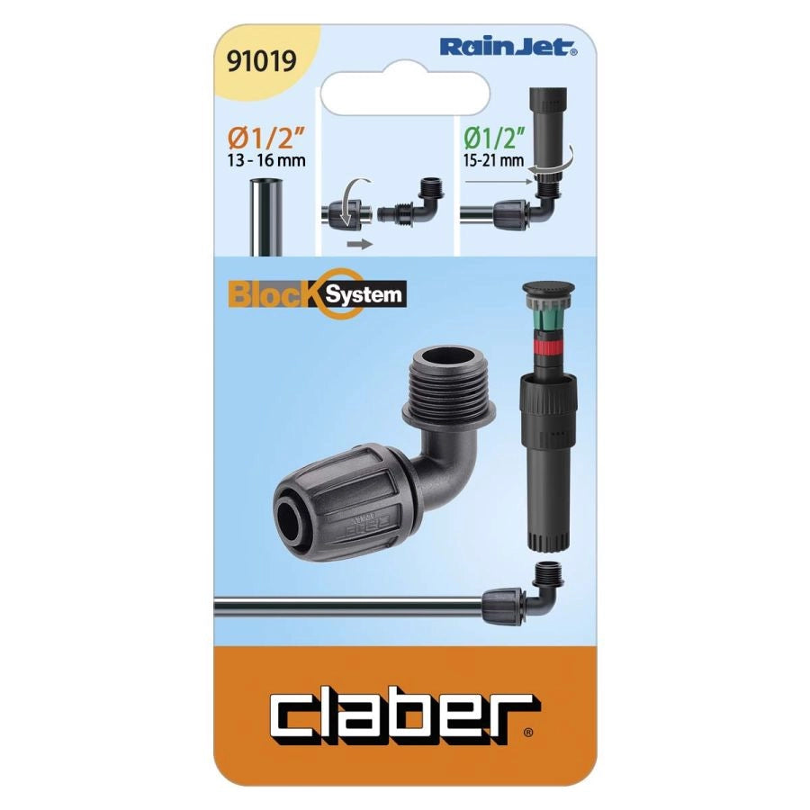 GOMITO FILETTO 1/2 POLLICE PER MICROIRRIGAZIONE DA GIARDINO CLABER