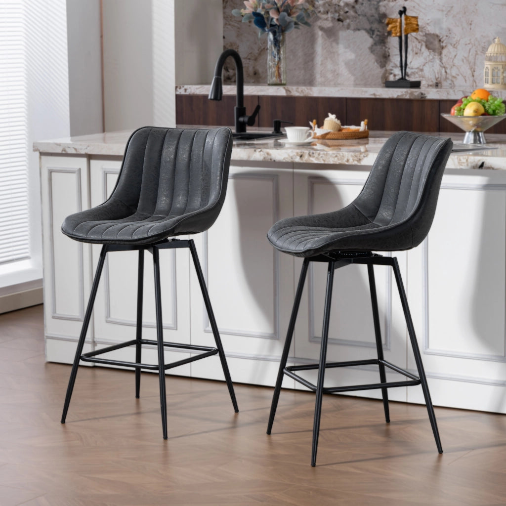 Set di 2 sgabelli da bar con schienale girevoli ¨C Minimal ¨C Nero 68 cm