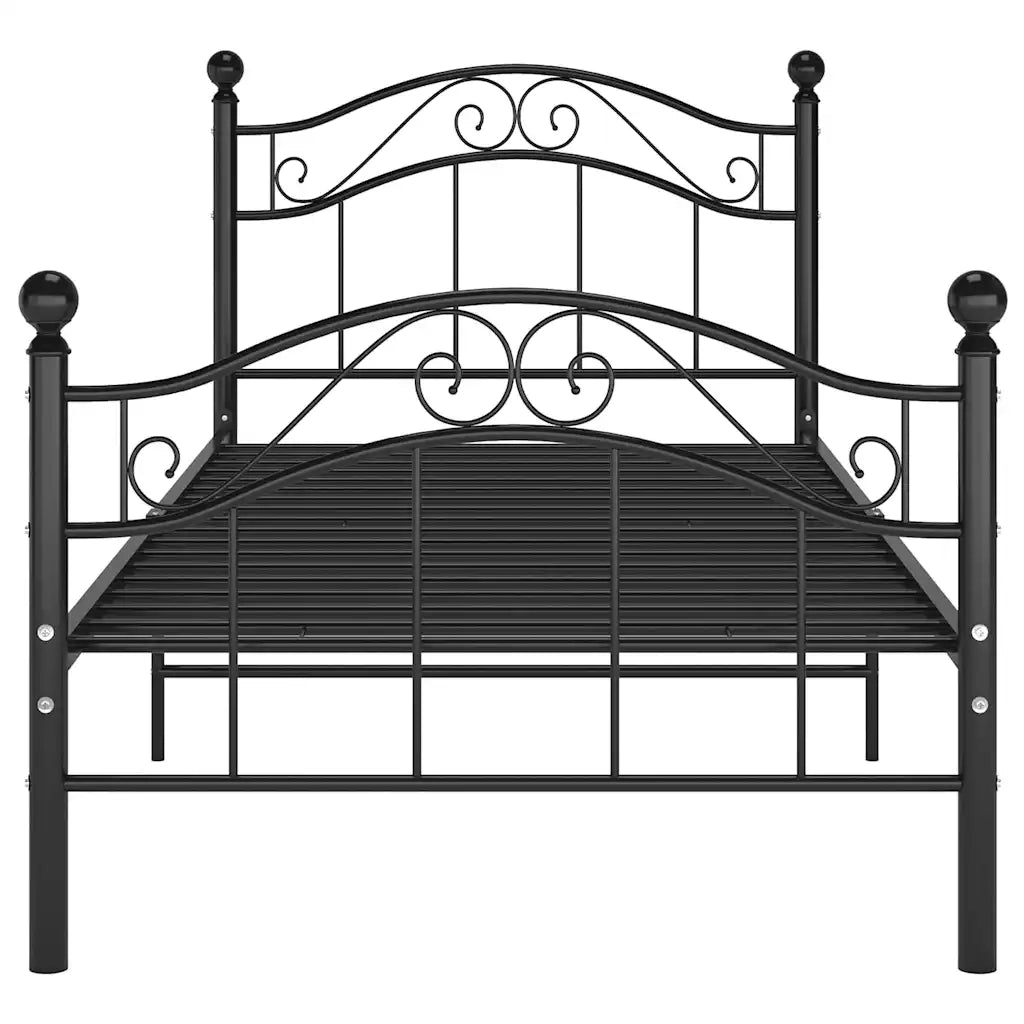 Letto singolo | Letto per adulti | Giroletto Nero in Metallo 90x200 cm