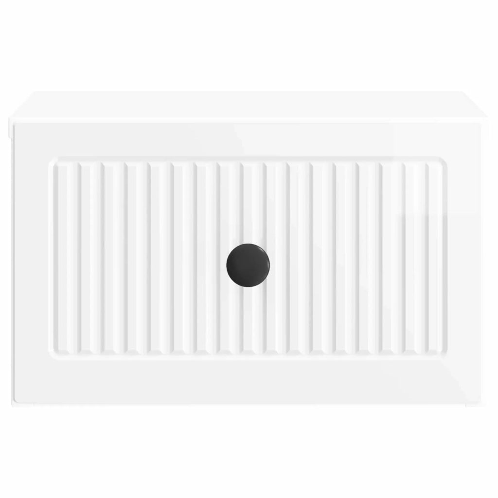Set di 2 Comodini | Armadio da Notte | Mobiletto da notte a muro Bianco Lucido 33 x 34,5 x 20 cm