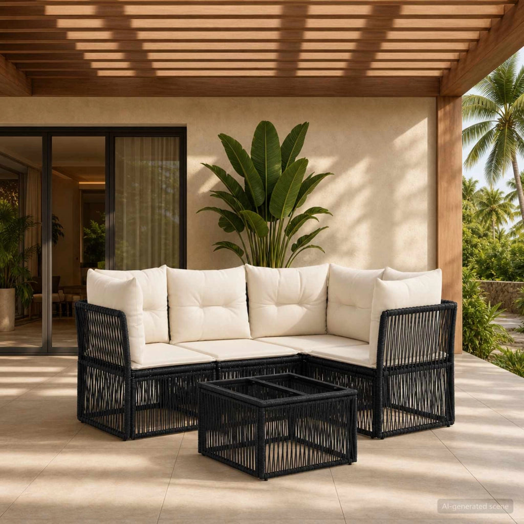Set Divano da Giardino 5 pz Nero polyrattan 3434212