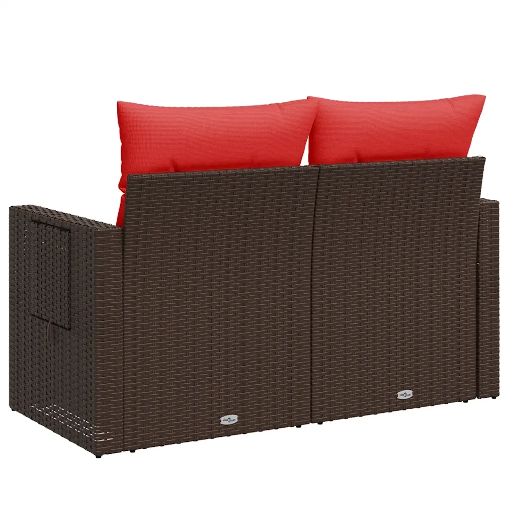 Divano da giardino con cuscini a 2 posti marrone in polyrattan 366244