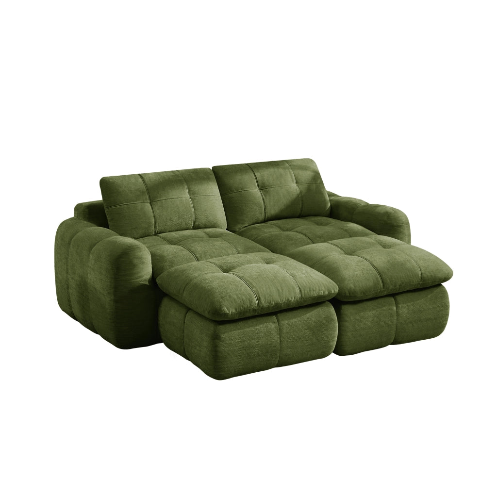 Divano modulare in chenille; 194x160x68 cm; verde
