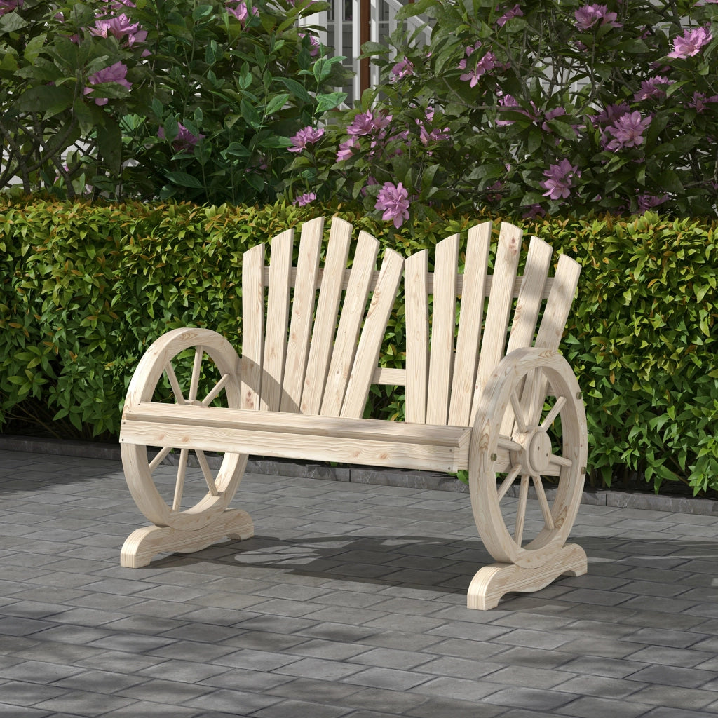 Panca da giardino a 2 posti con schienale curvo; 108x66x95 cm; legno naturale
