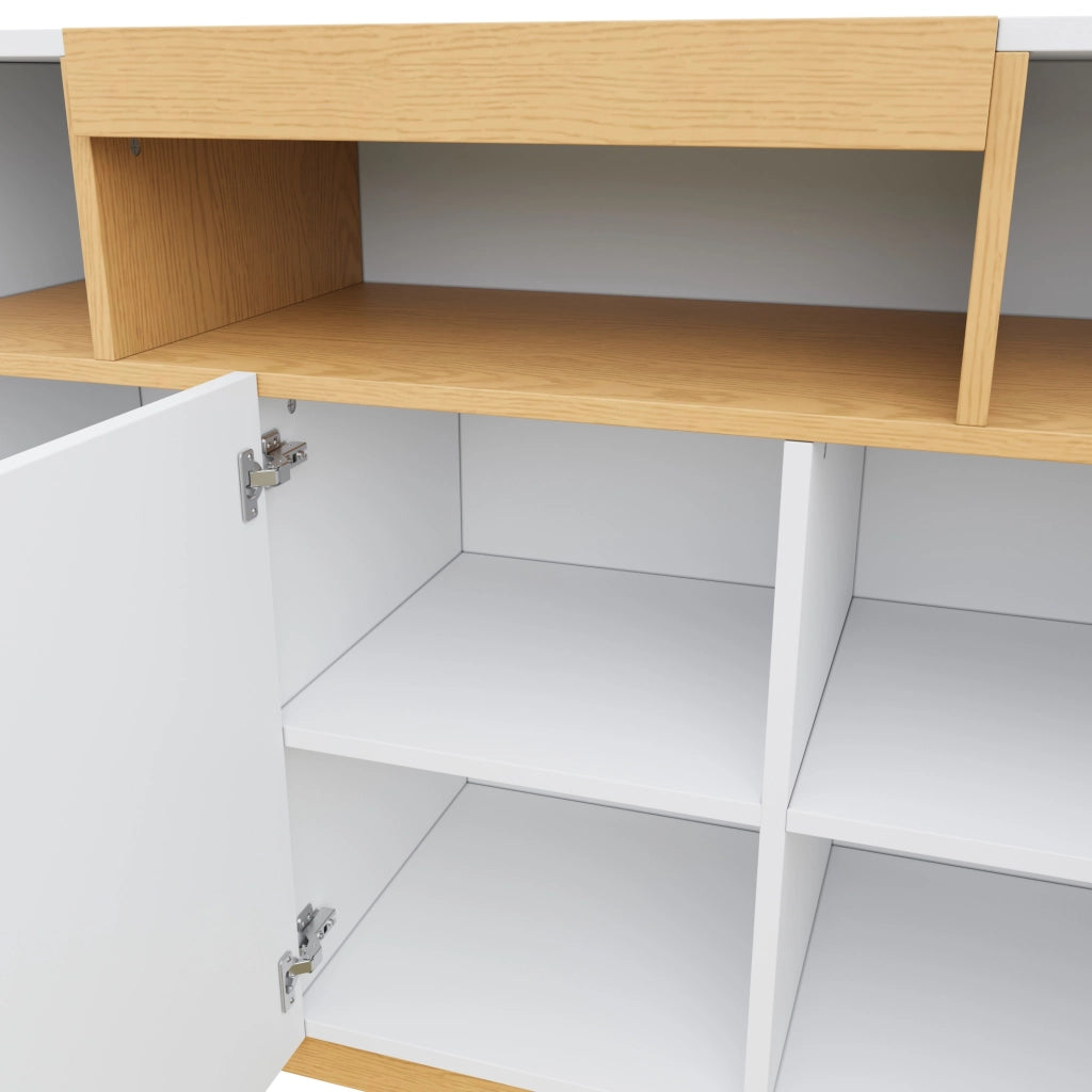 Credenza moderna bianca con 3 ante e vano a giorno