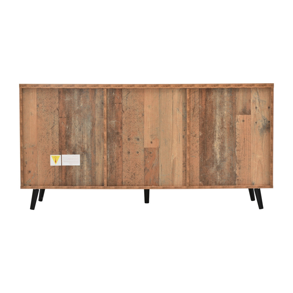 Mobile porta TV 140 cm con 3 cassetti e ripiani regolabili; credenza vintage marrone