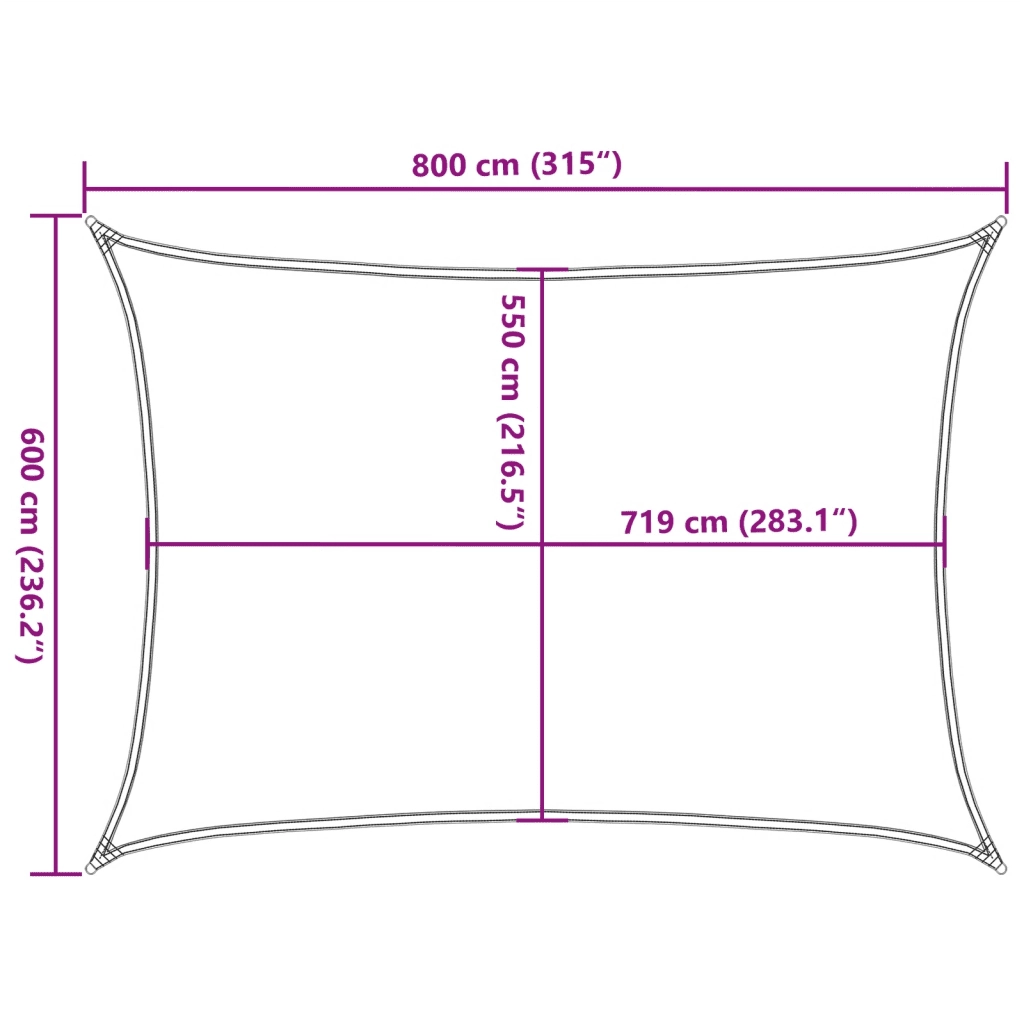 Vela Parasole-Telo Ombra-Vela Ombreggiante 160 g/m2 Marrone 6x8 m in HDPE