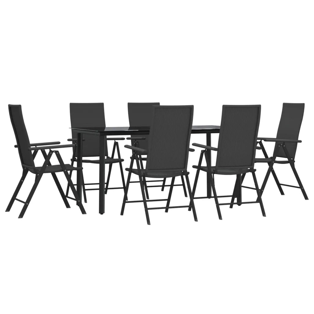Set da Pranzo da Giardino 7 pz Nero in Polyrattan 3156513