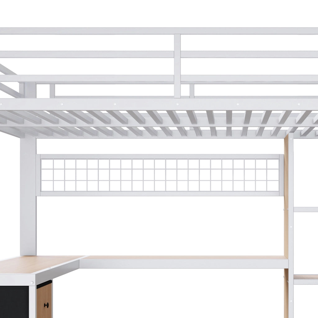 Letto a soppalco 140 ¡Á 200 cm con scala contenitore e barra LED integrata regolabile tramite app in metallo e MDF nero