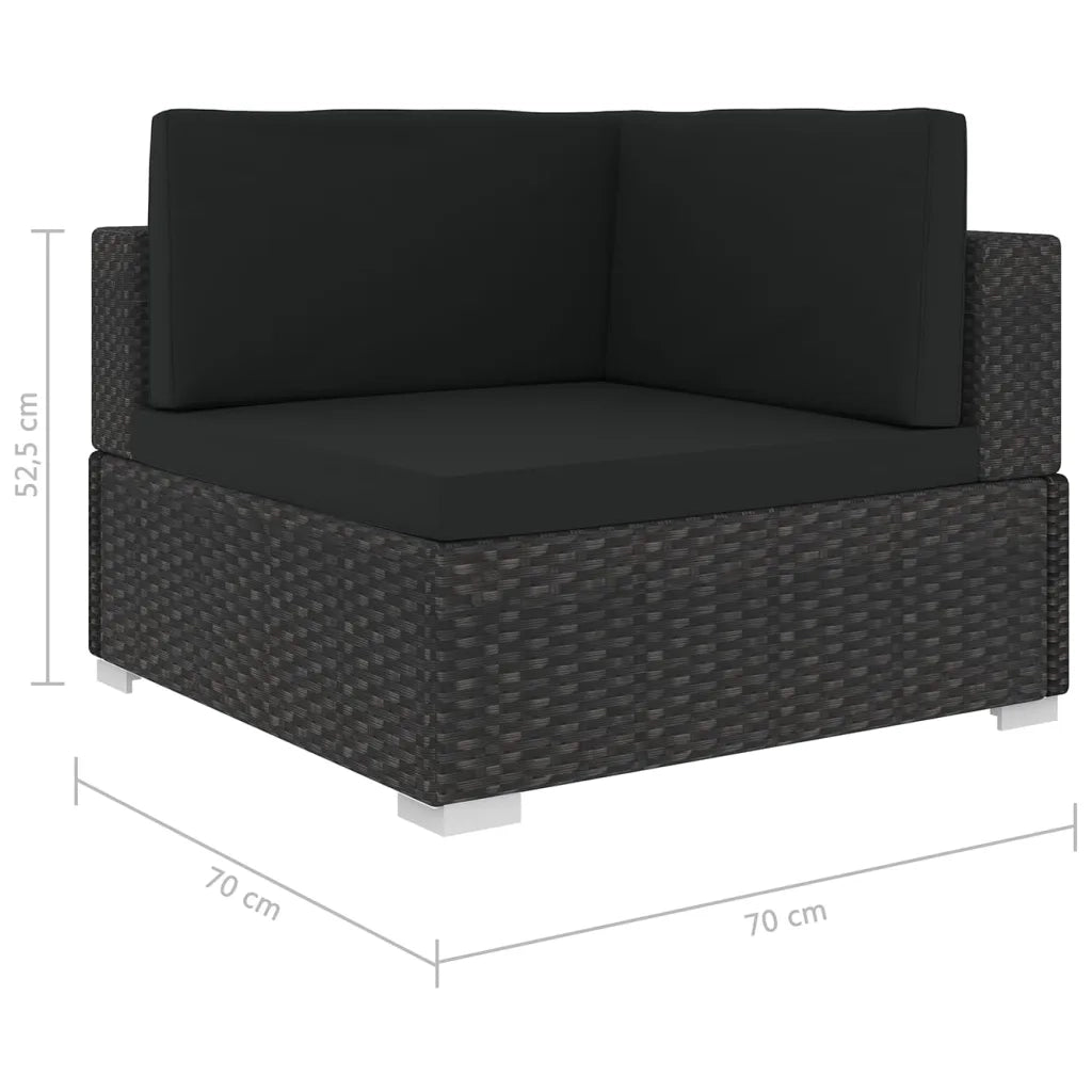 Poltrona | Sedia Relax Modulare ad Angolo 1 pz con Cuscini in Polyrattan Nero