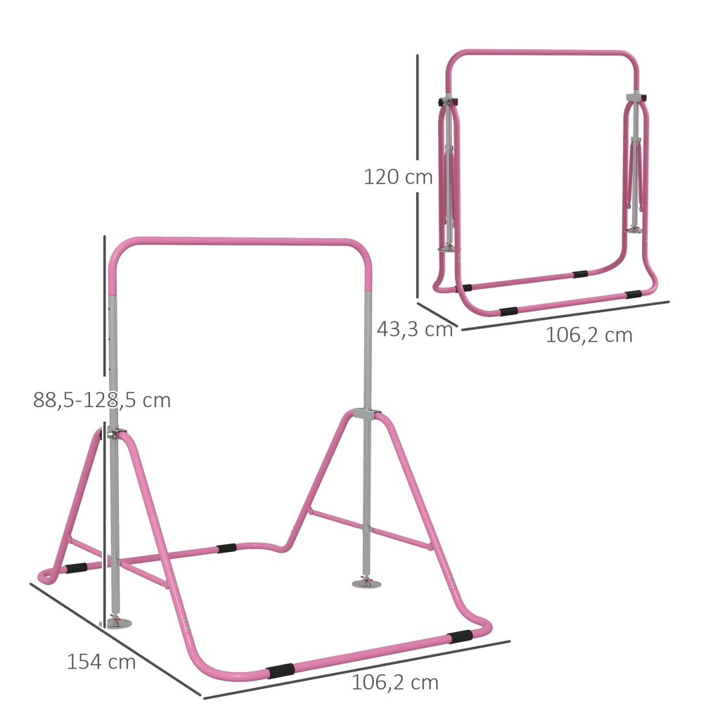 Sbarra per ginnastica per bambini pieghevole altezza regolabile 88-128 cm rosa robusta per casa