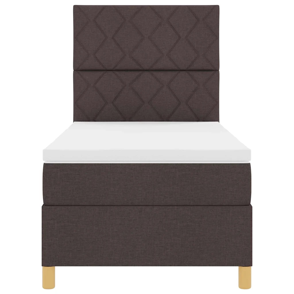 Letto a Sorgente LED Marrone Scuro 90 x 190 cm Tessuto 3343141
