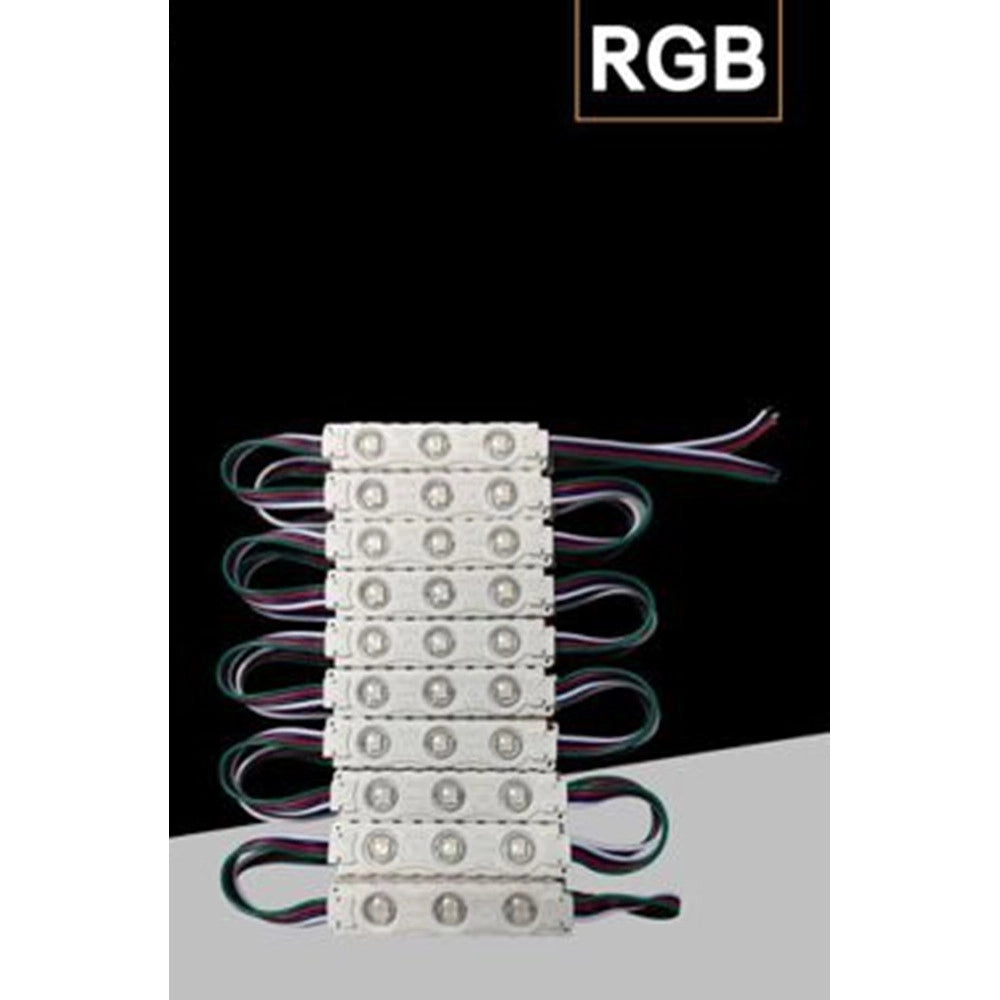 Trade Shop - Modulo Led Per Insegne 3 Led Rgb Smd 5050 Dc 12v 5050-7515-rgb Stringa Da 20 Pezzi -