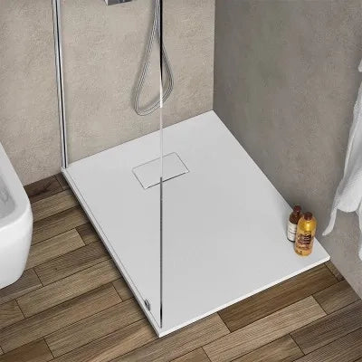 Piatto doccia 70x70 cm bianco effetto pietra in resina riducibile Agorà