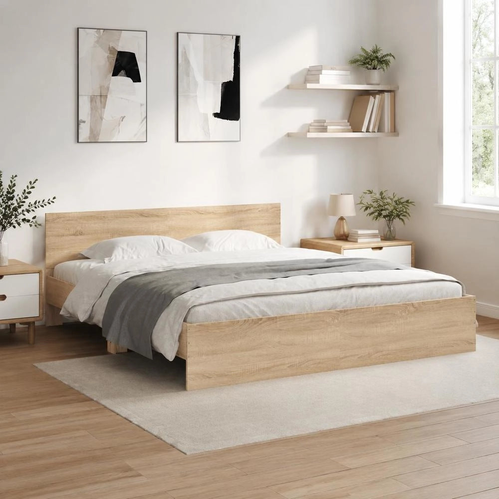 Bed Frame With Headboard Sonoma Oak 180x200 Cm