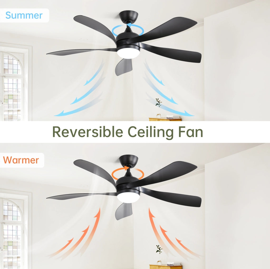 Ventilatore da soffitto YEAVIO 132 cm con illuminazione LED a 3 colori dimmerabili, motore DC silenzioso, timer e funzione estate/inverno
