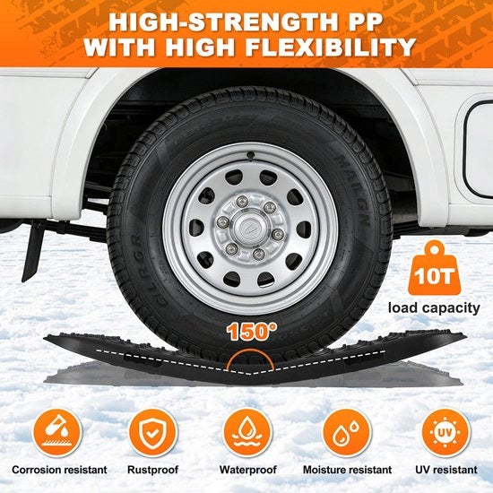 Pannelli di Trazione per Sfere di Sabbia 10T 105x30x6 cm con Tasca e Supporto - Pannelli Antiscivolo Offroad per SUV 4x4 Camper