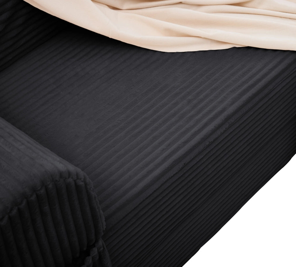 Divano letto 2 posti 190x78x65 cm in tessuto a coste nero， letto aggiuntivo salvaspazio