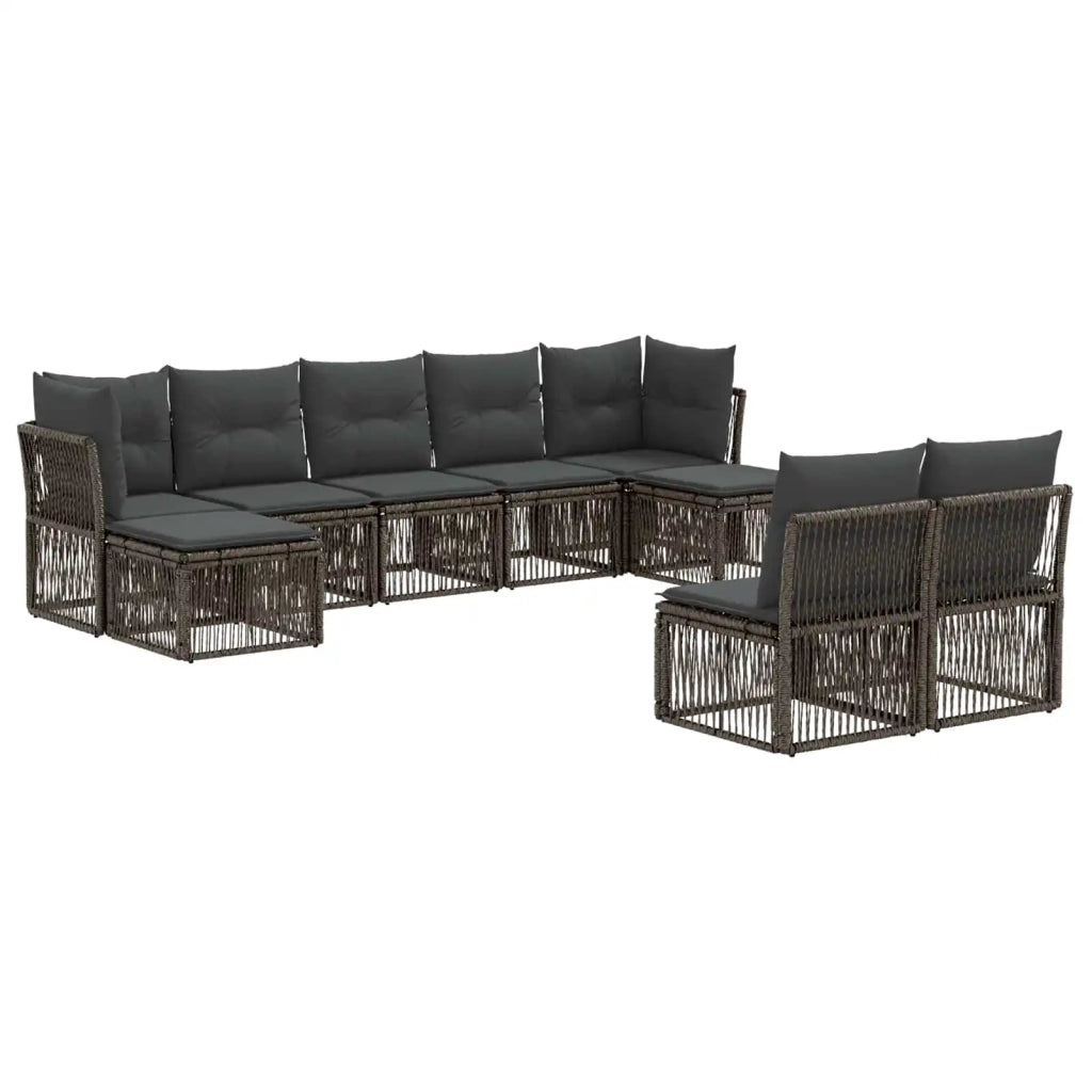 Set Divano da Giardino 9 pz Grigio polyrattan 3434351