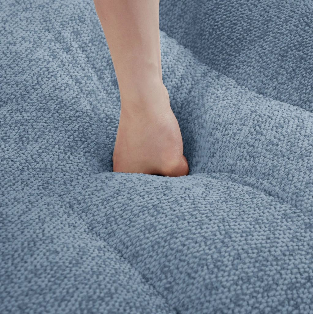 Divano modulare a U 288x165x79 cm in schiuma e tessuto blu