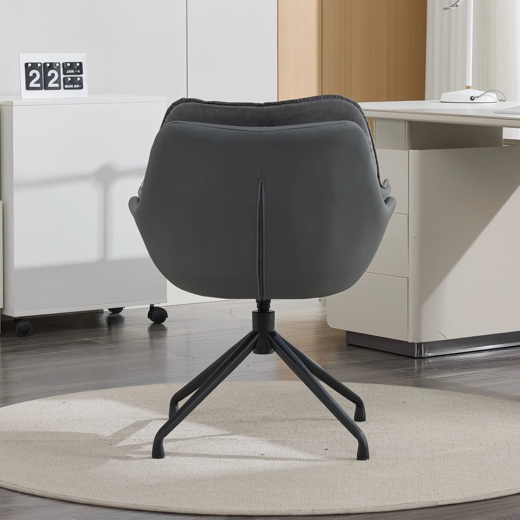 Sedia da ufficio girevole con seduta ergonomica e ritorno automatico, base in metallo, in similpelle grigia