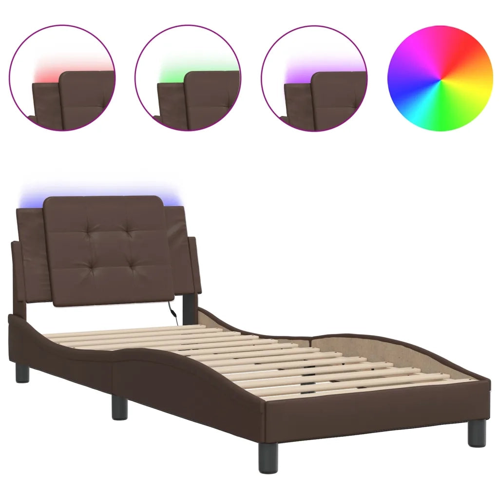 Giroletto con LED senza Materasso-Struttura Letto con LED Zadar Marrone 80x200 cm