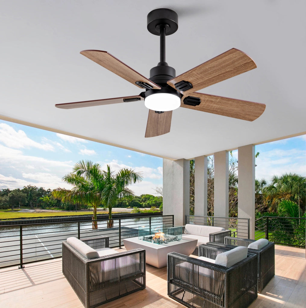 Ventilatore da soffitto 42 pollici con luce LED dimmerabile e pale reversibili nero HAVRYA