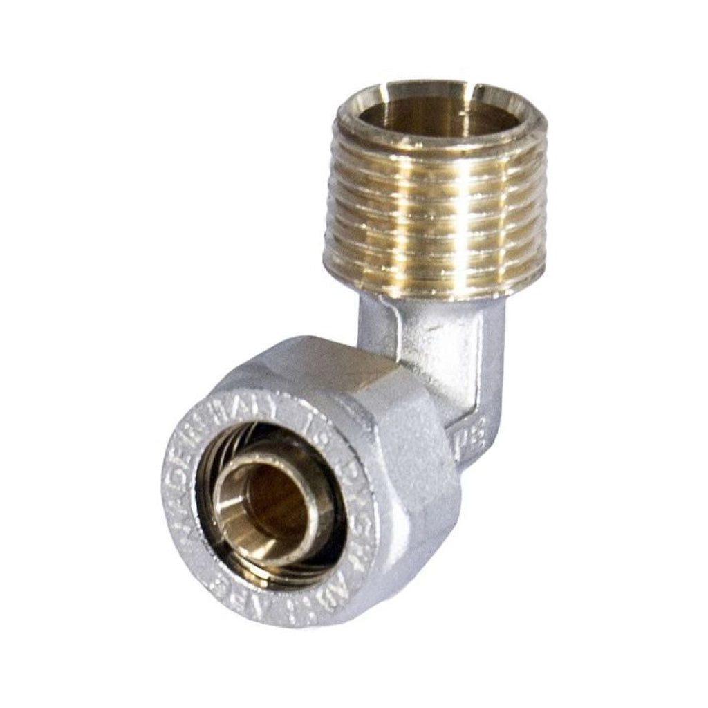 RACCORDO CURVO MASCHIO A STRINGERE A CORPO UNICO PER TUBO MULTISTRATO MODELLO 753FP - 1/2 Ø16  - APE