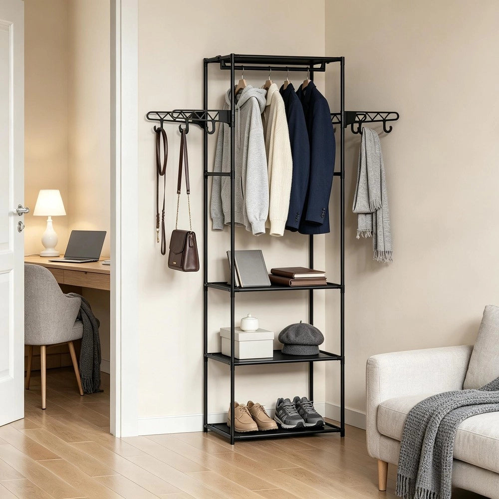 Appendiabiti con ripiani ¨C Minimal ¨C Legno, multiuso, per camera
