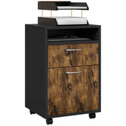 Cassettiera Portadocumenti da Ufficio Ripiano e 2 Cassetti 40x35x60 cm Marrone e Nero
