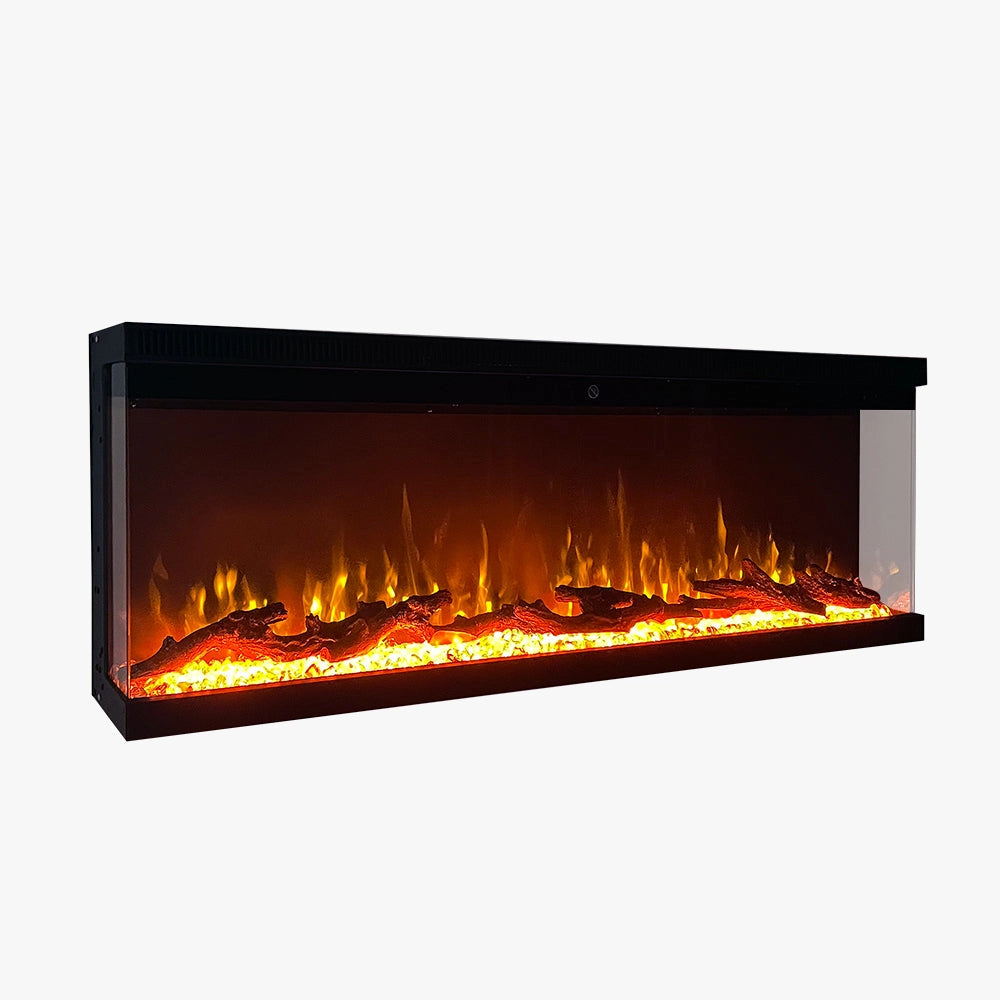Camino elettrico da parete caminetto a incasso 3 Lati BOSTON130 L127 x P20 x H44