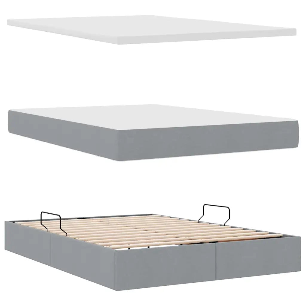 Letto con contenitore e materasso Grigio chiaro 140 x 200 cm 3370512