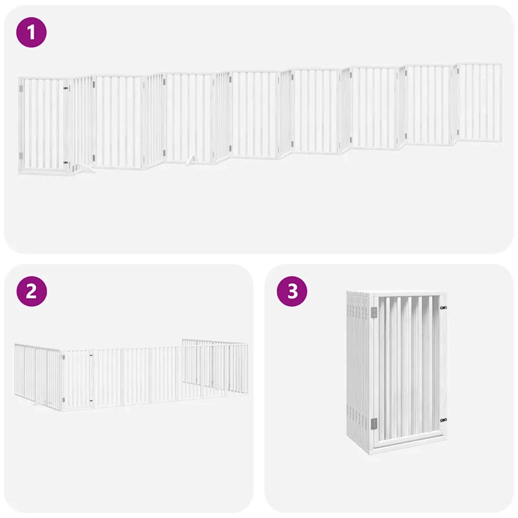 Cancello Cani Porta Pieghevole Bianco 15 Pannelli 750 cm Pioppo 3155540