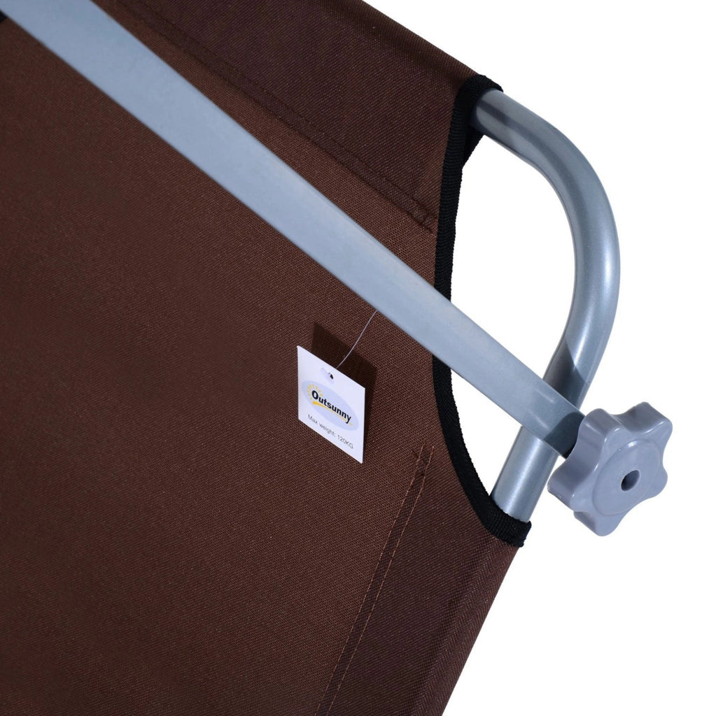 Sdraio da giardino pieghevole con tettuccio parasole marrone 187x58x36 cm per terrazza e balcone