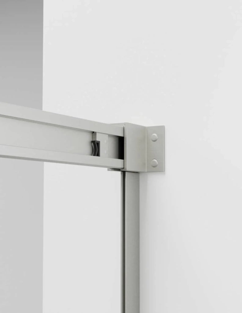 Porta doccia scorrevole 1+1 THALASSA (BASIC) walk-in 130 cm Profilo Nichel vetro serigrafato