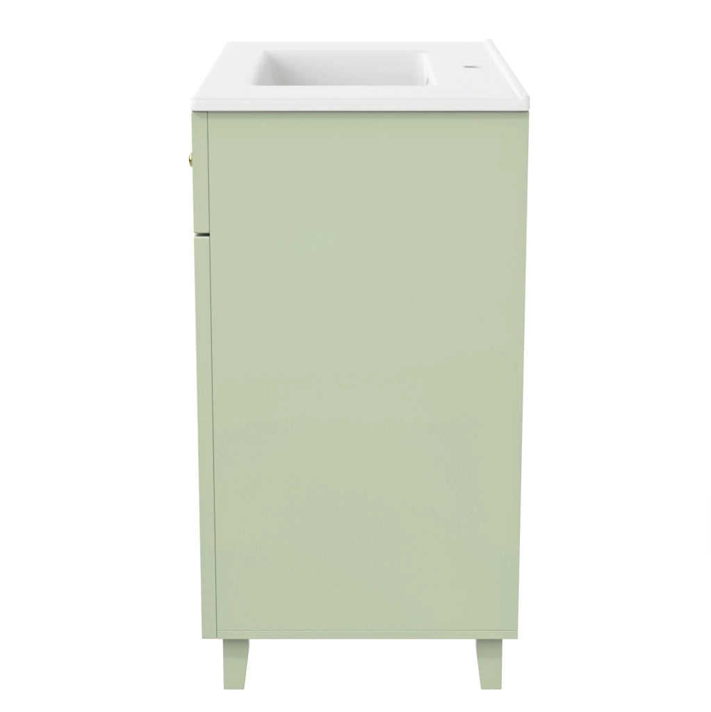 Mobile bagno con lavabo in ceramica 81,7 cm, struttura in MDF verniciato, piedini in legno massello di pino, colore verde