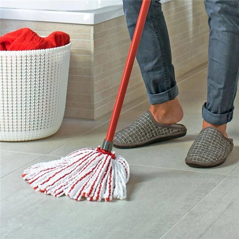 VILEDA RICAMBIO MOP IN MICROFIBRA CON STRINGHE ROSSE E BIANCHE