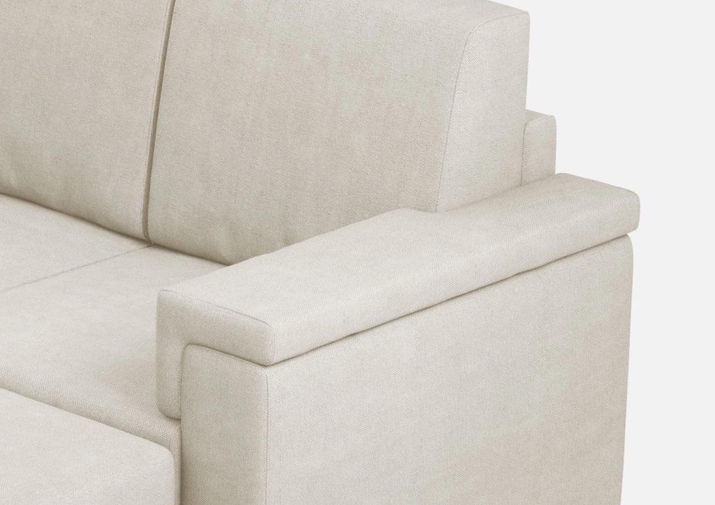 Divano 2 Posti con Pouf 168x145x85 cm Marrak in Tessuto Latte