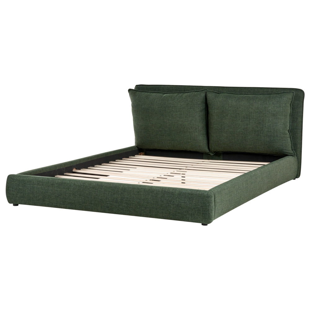 Letto matrimoniale velluto verde scuro 180 x 200 cm testata imbottita
