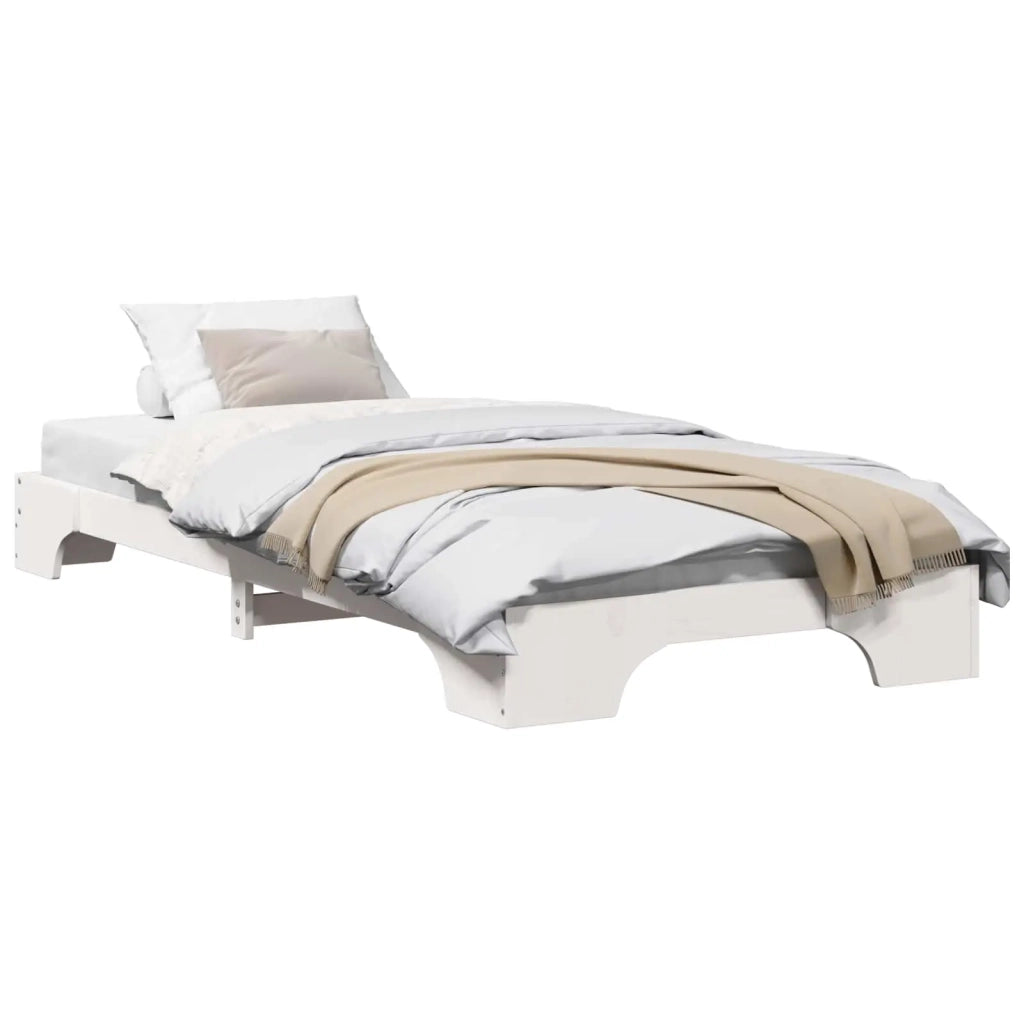 Struttura del letto-Giroletto-Rete del Letto Bianco 90 x 190 cm Pino massello 483490