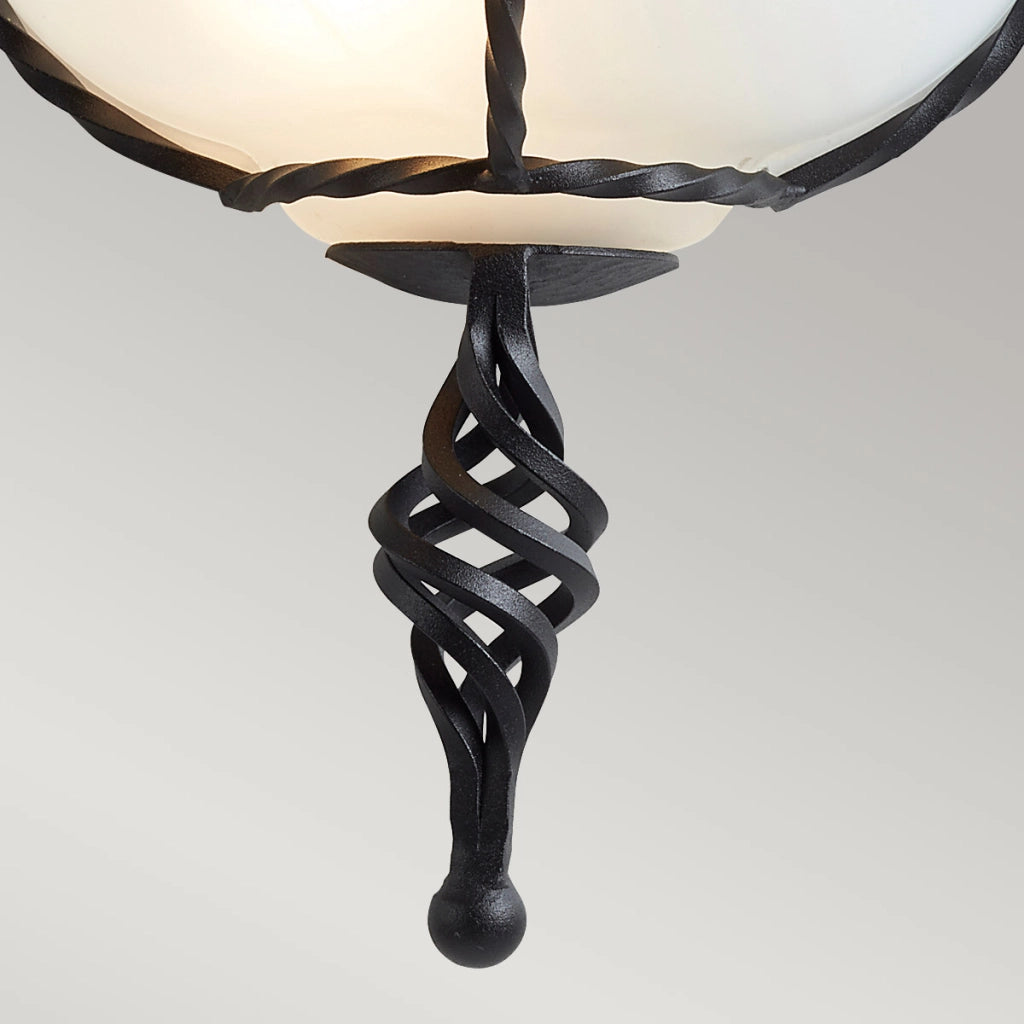 Applique nera con vetro bianco Pembroke E27 60W Elstead