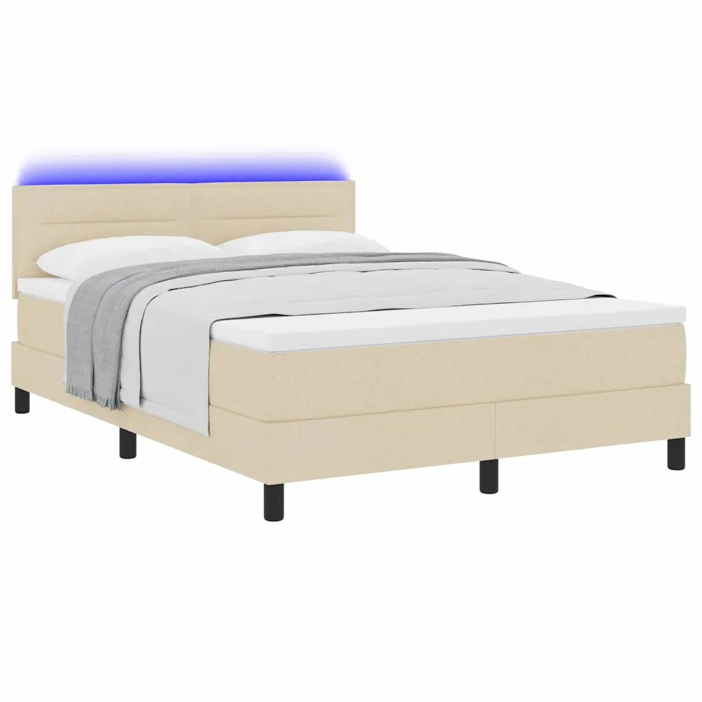 Letto a molle con materasso con led Crema 160 x 200 cm Tessuto